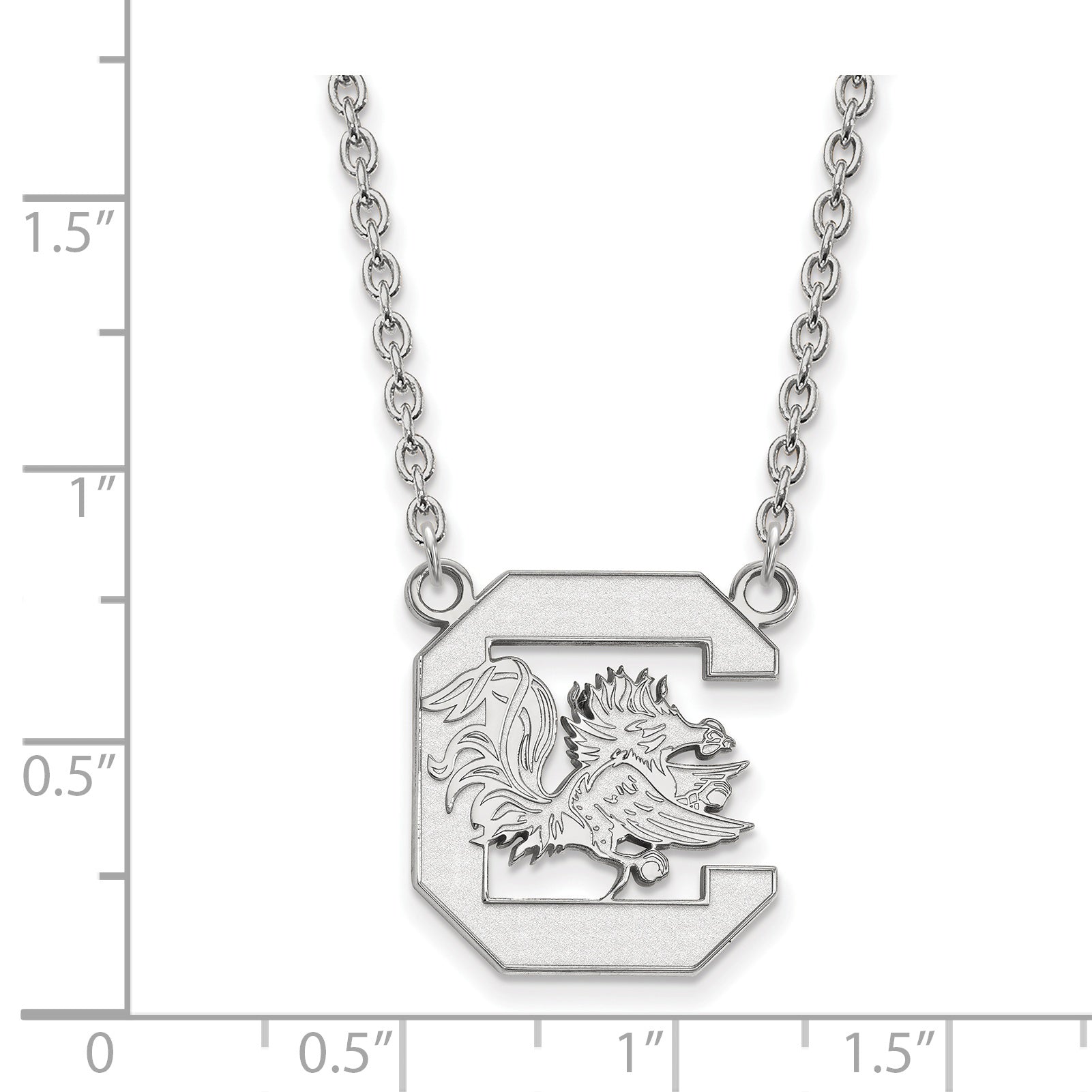 10K White Gold Logoart University Of South Carolina Large Pendant 18 Inch Necklace