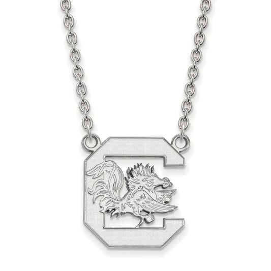 10K White Gold Logoart University Of South Carolina Large Pendant 18 Inch Necklace