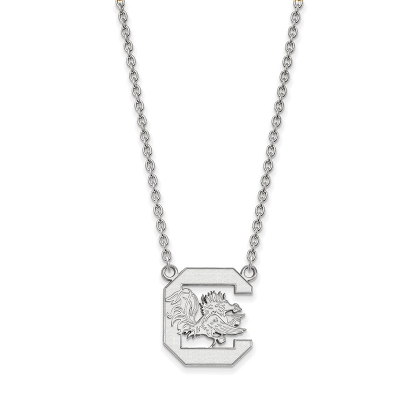 14K White Gold Logoart University Of South Carolina Large Pendant 18 Inch Necklace