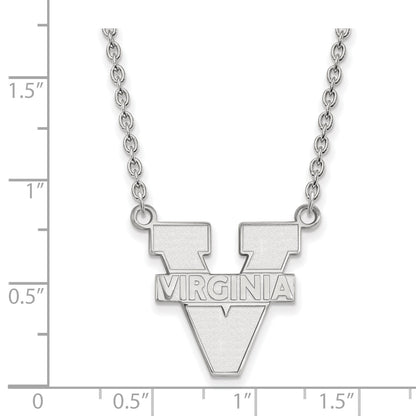 10K White Gold Logoart University Of Virginia Large Pendant 18 Inch Necklace