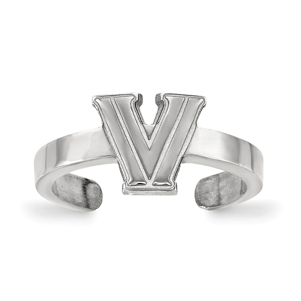 Sterling Silver Rhodium Plated Logoart Villanova University Letter V Toe Ring