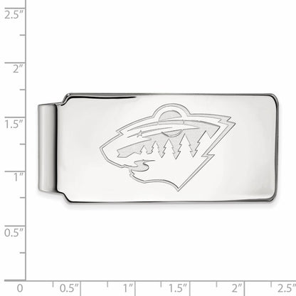 Sterling Silver Rhodium-Plated Nhl Logoart Minnesota Wild Money Clip