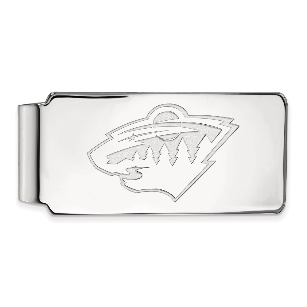 Sterling Silver Rhodium-Plated Nhl Logoart Minnesota Wild Money Clip