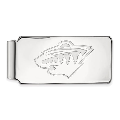 Sterling Silver Rhodium-Plated Nhl Logoart Minnesota Wild Money Clip
