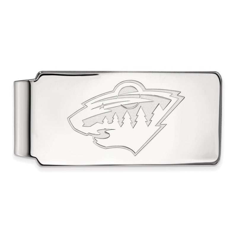 Sterling Silver Rhodium-Plated Nhl Logoart Minnesota Wild Money Clip