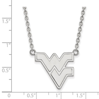10K White Gold Logoart West Virginia University W V Large Pendant 18 Inch Necklace