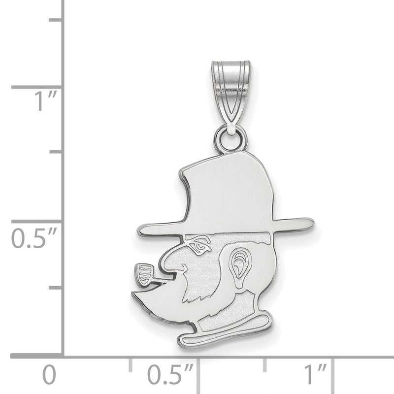 Sterling Silver Rhodium Plated Logoart Appalachian State University Mountaineer Large Pendant