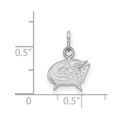 Sterling Silver Rhodium Plated Nhl Logoart Columbus Blue Jackets Extra Small Pendant