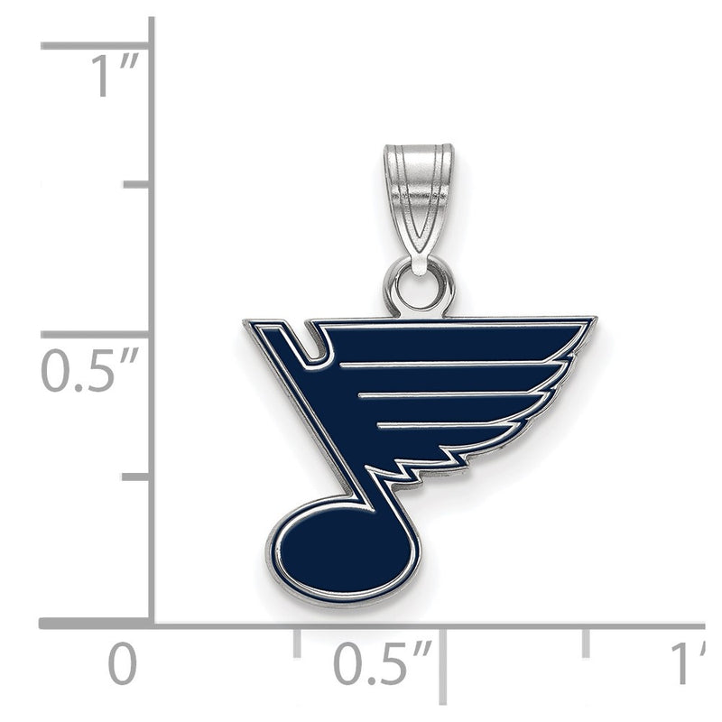 Sterling Silver Rhodium Plated Nhl Logoart St. Louis Blues Small Enameled Pendant