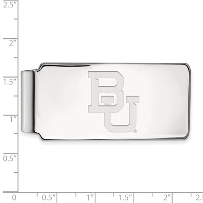 Sterling Silver Rhod-Pltd Logoart Baylor University Money Clip
