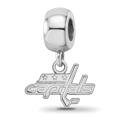 Sterling Silver Rhod-Pltd Nhl Logoart Washington Capitals Dangle Bead
