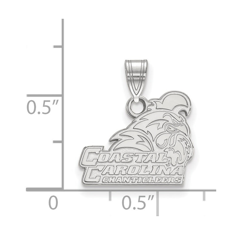 Sterling Silver Rhodium Plated Logoart Coastal Carolina University Chanticleers Small Pendant