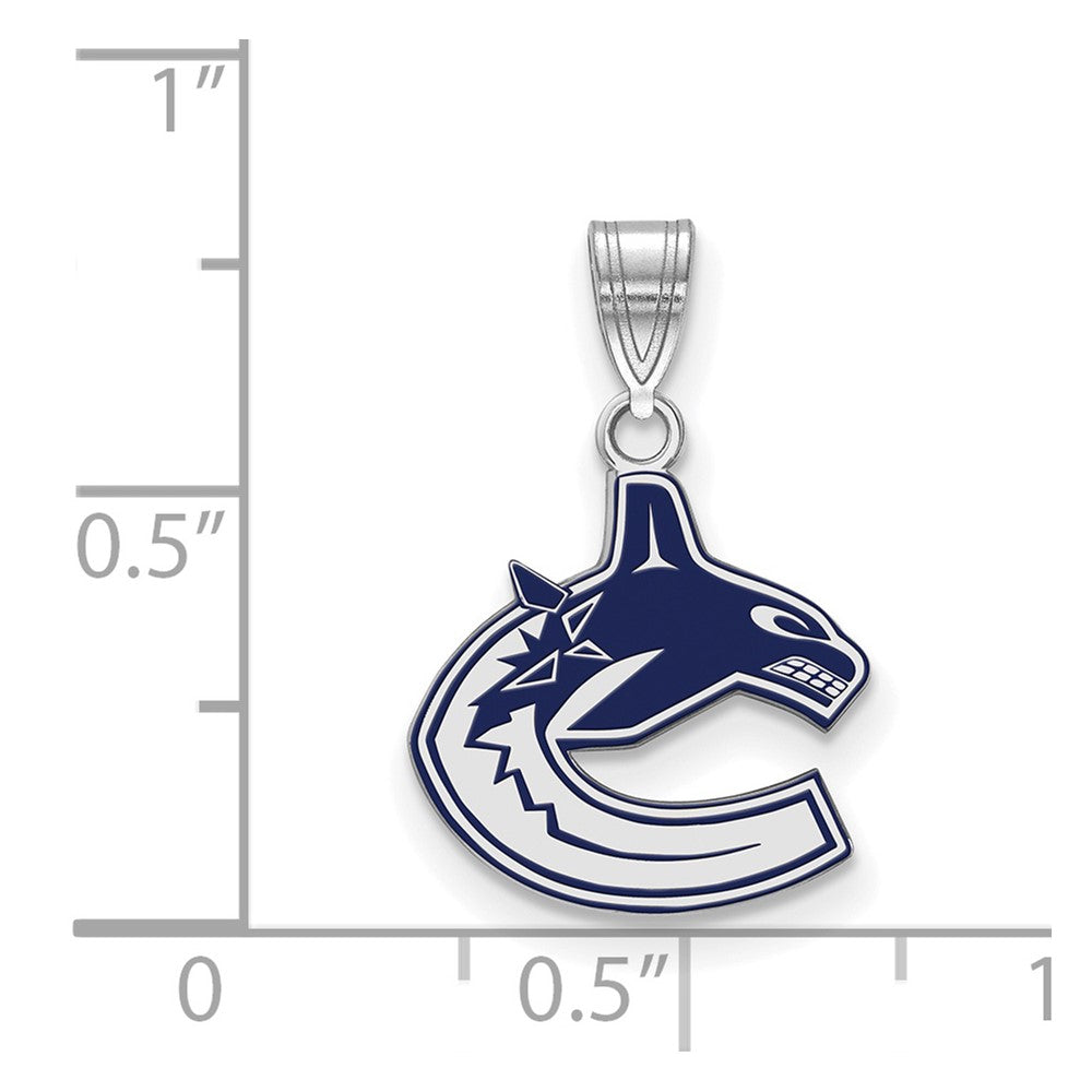 Sterling Silver Rhodium Plated Nhl Logoart Vancouver Canucks Small Enameled Pendant