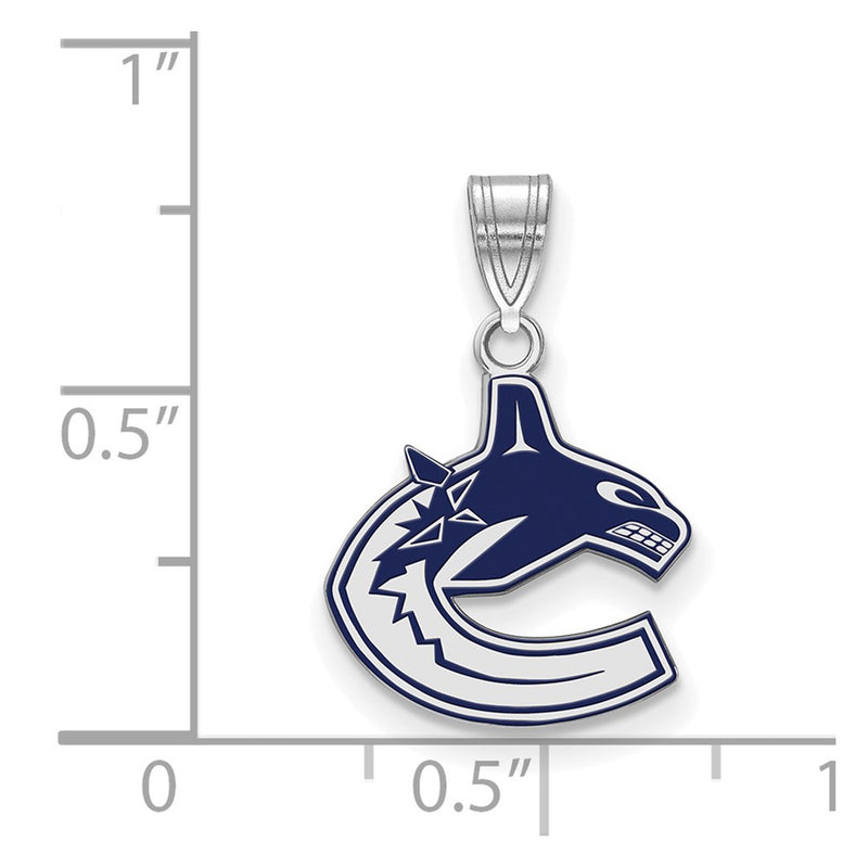 Sterling Silver Rhodium Plated Nhl Logoart Vancouver Canucks Small Enameled Pendant