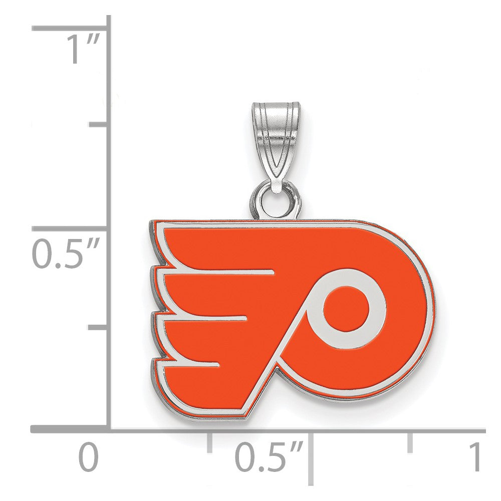 Sterling Silver Rhodium Plated Nhl Logoart Philadelphia Flyers Small Enamel Pendant