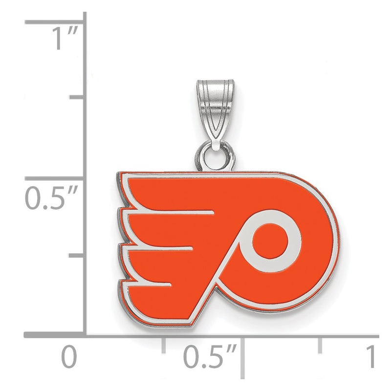 Sterling Silver Rhodium Plated Nhl Logoart Philadelphia Flyers Small Enamel Pendant