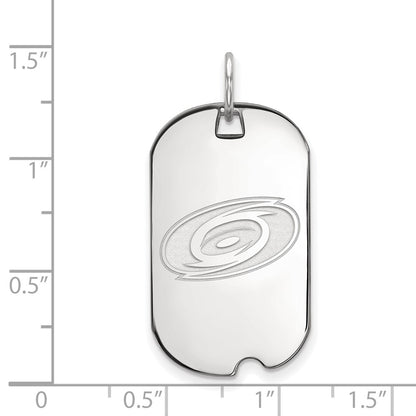 Sterling Silver Rhodium Plated Nhl Logoart Carolina Hurricanes Small Dog Tag Pendant