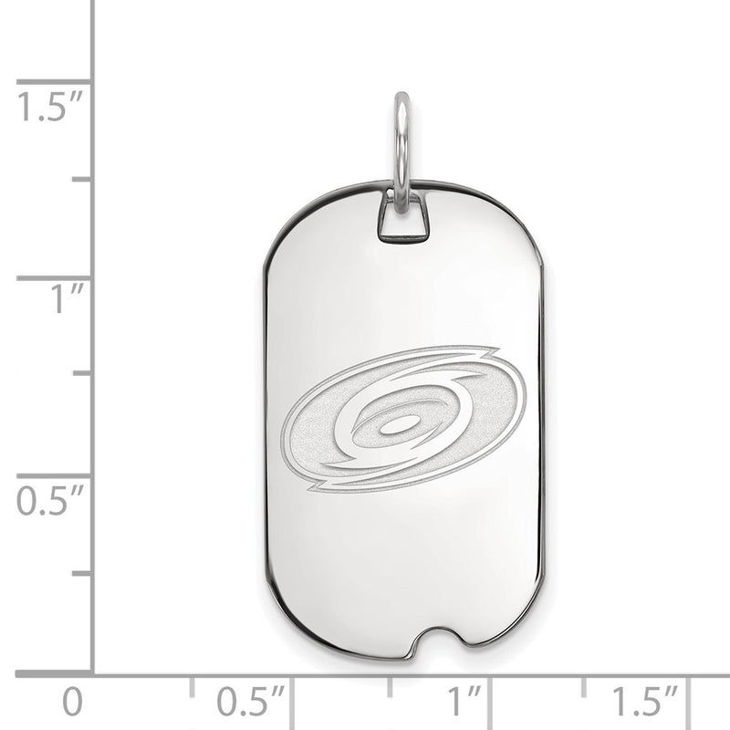 Sterling Silver Rhodium Plated Nhl Logoart Carolina Hurricanes Small Dog Tag Pendant