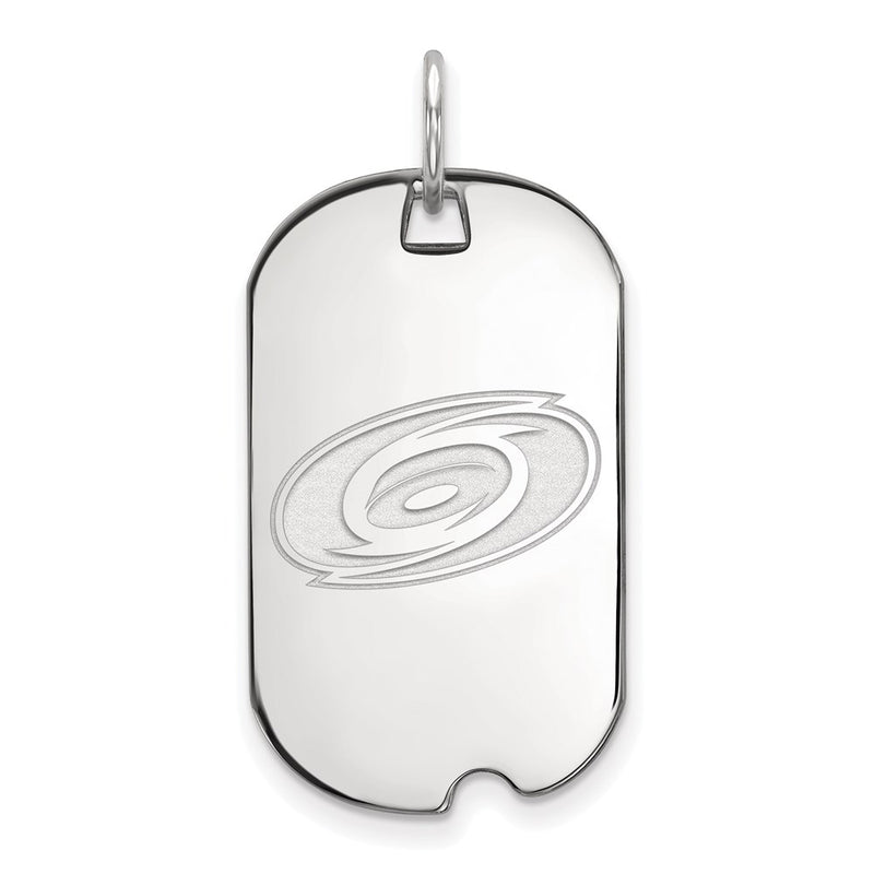 Sterling Silver Rhodium Plated Nhl Logoart Carolina Hurricanes Small Dog Tag Pendant