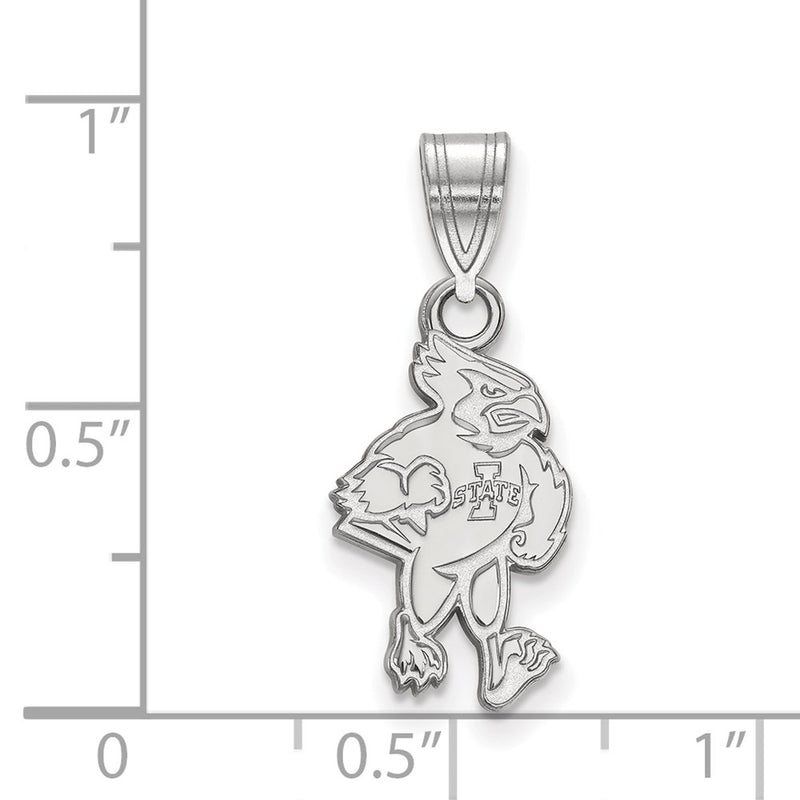 Sterling Silver Rhodium Plated Logoart Iowa State University Cardinal Medium Pendant