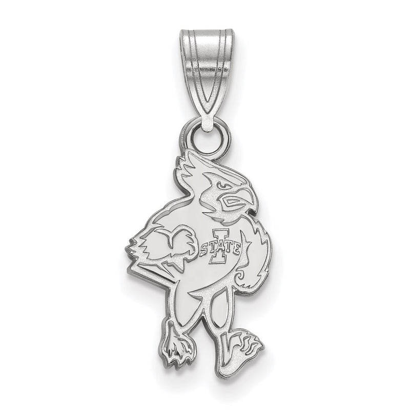 Sterling Silver Rhodium Plated Logoart Iowa State University Cardinal Medium Pendant