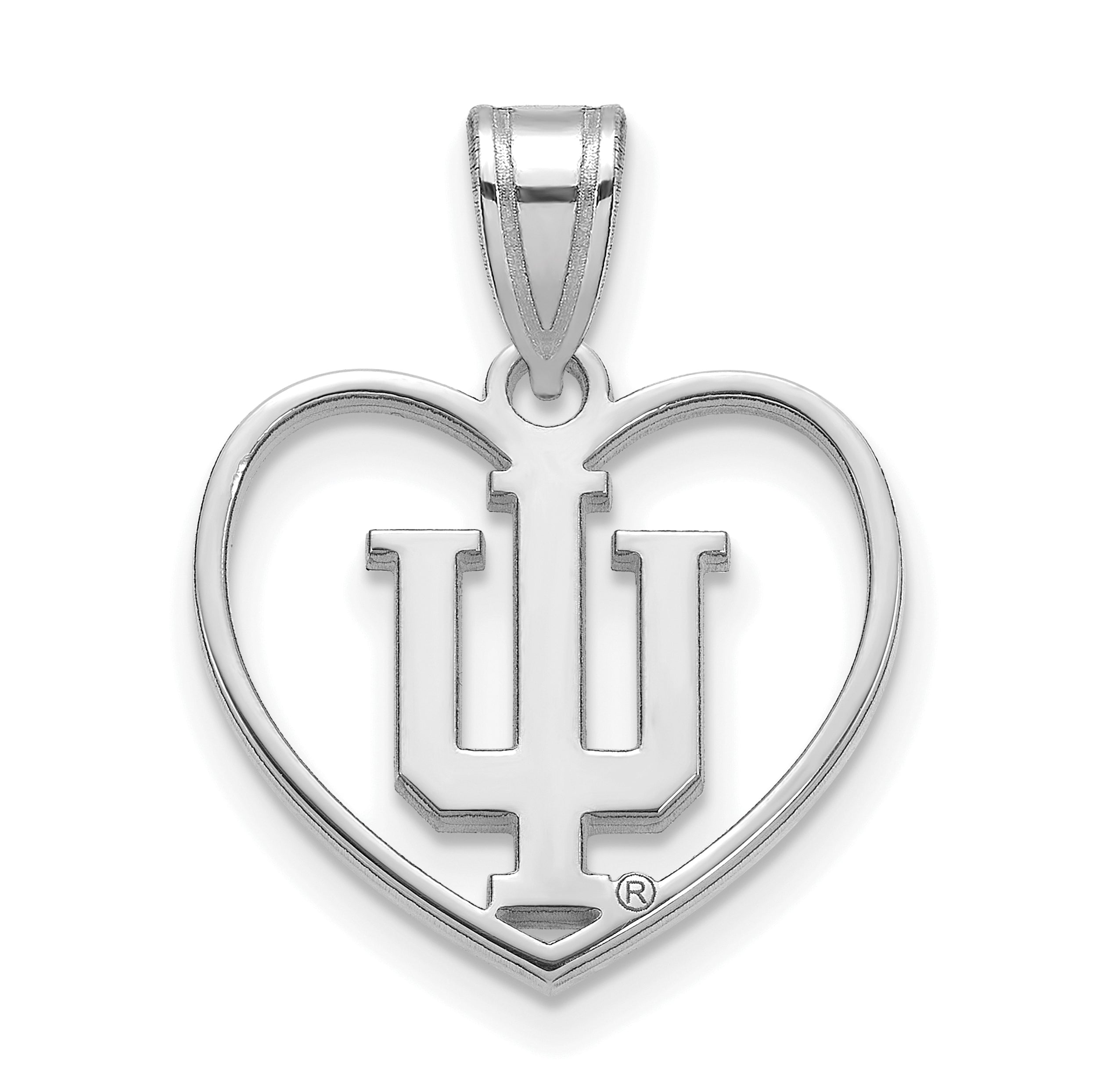 Sterling Silver Rhodium Plated Logoart Indiana University I U Heart Pendant