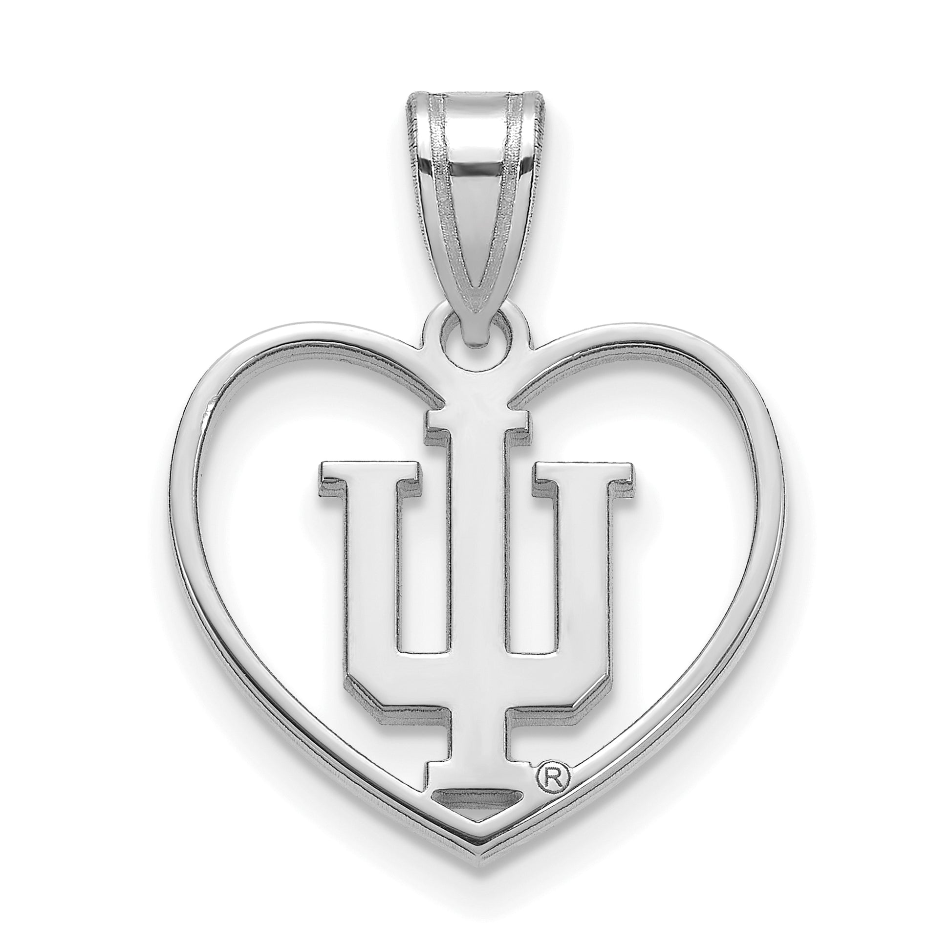 Sterling Silver Rhodium Plated Logoart Indiana University I U Heart Pendant