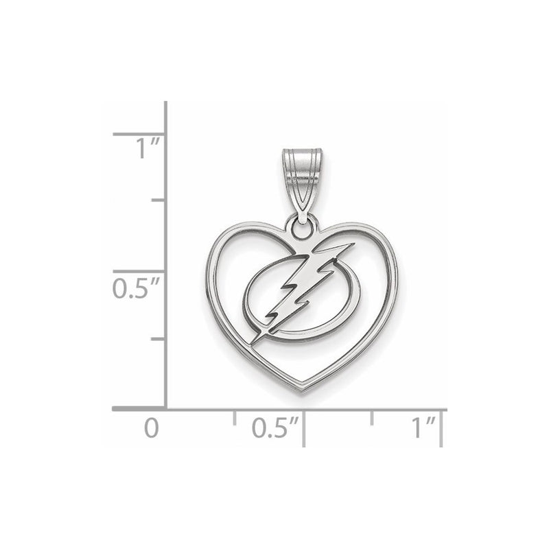 Sterling Silver Rhodium Plated Nhl Logoart Tampa Bay Lightning Heart Pendant