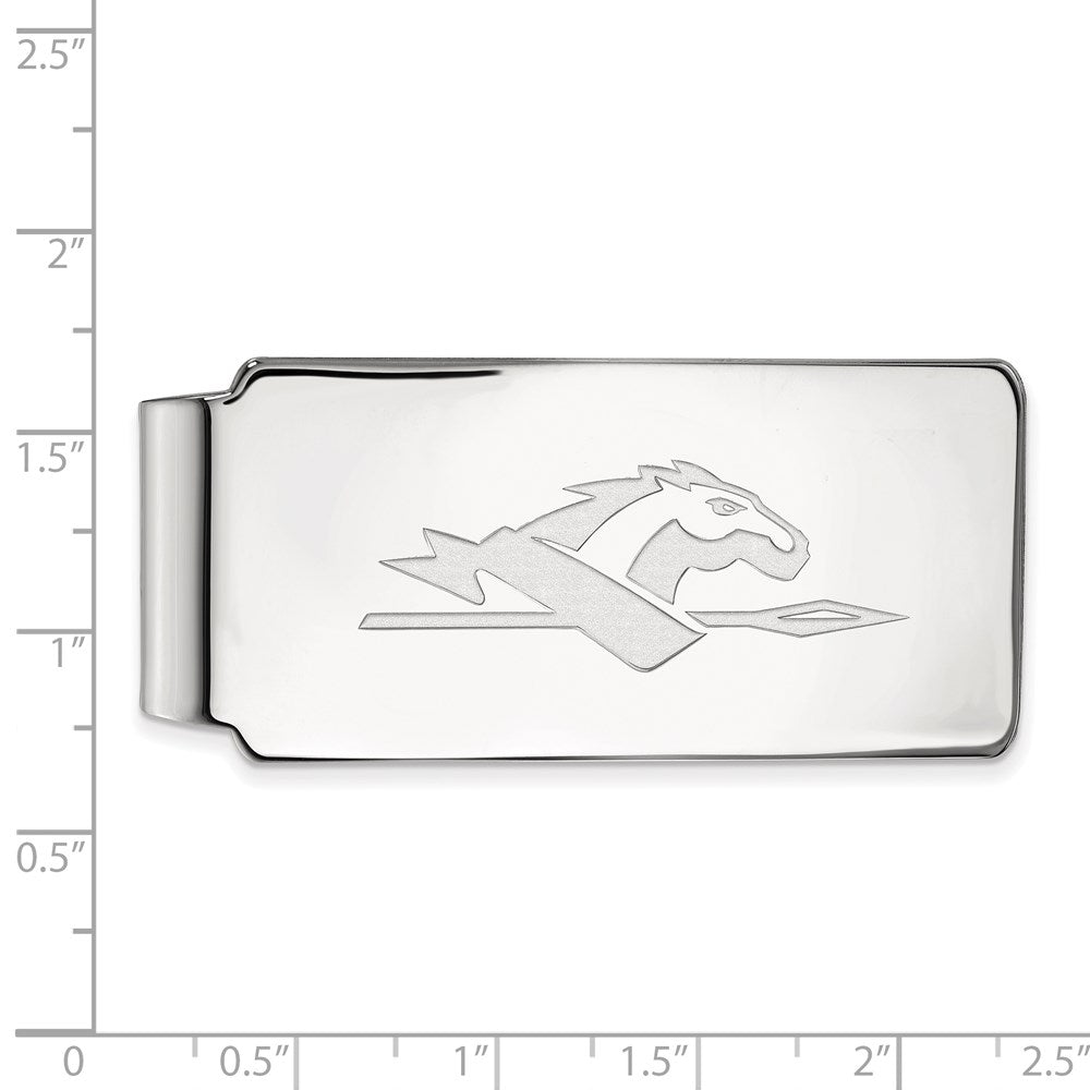 Sterling Silver Rhod-Pltd Logoart Longwood University Money Clip