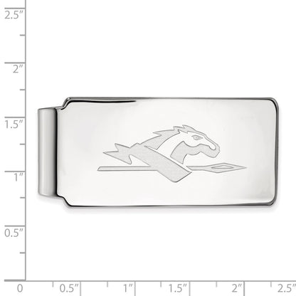 Sterling Silver Rhod-Pltd Logoart Longwood University Money Clip