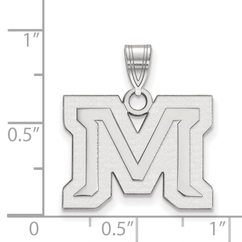 10K White Gold Logoart Montana State University Letter M Medium Pendant