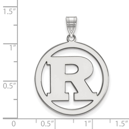 Sterling Silver Rhodium Plated Logoart Rutgers University Letter R Extra Large Circle Pendant
