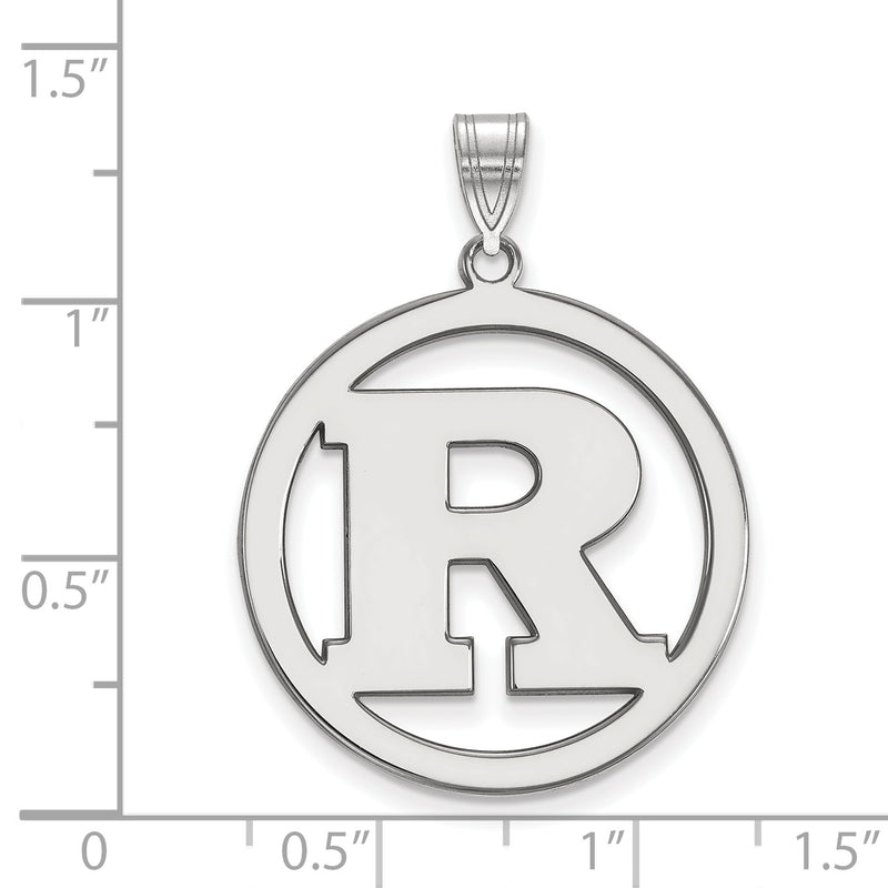 Sterling Silver Rhodium Plated Logoart Rutgers University Letter R Extra Large Circle Pendant