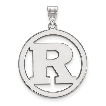 Sterling Silver Rhodium Plated Logoart Rutgers University Letter R Extra Large Circle Pendant