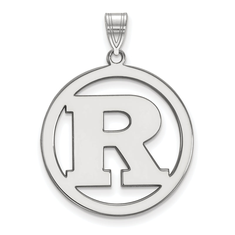 Sterling Silver Rhodium Plated Logoart Rutgers University Letter R Extra Large Circle Pendant