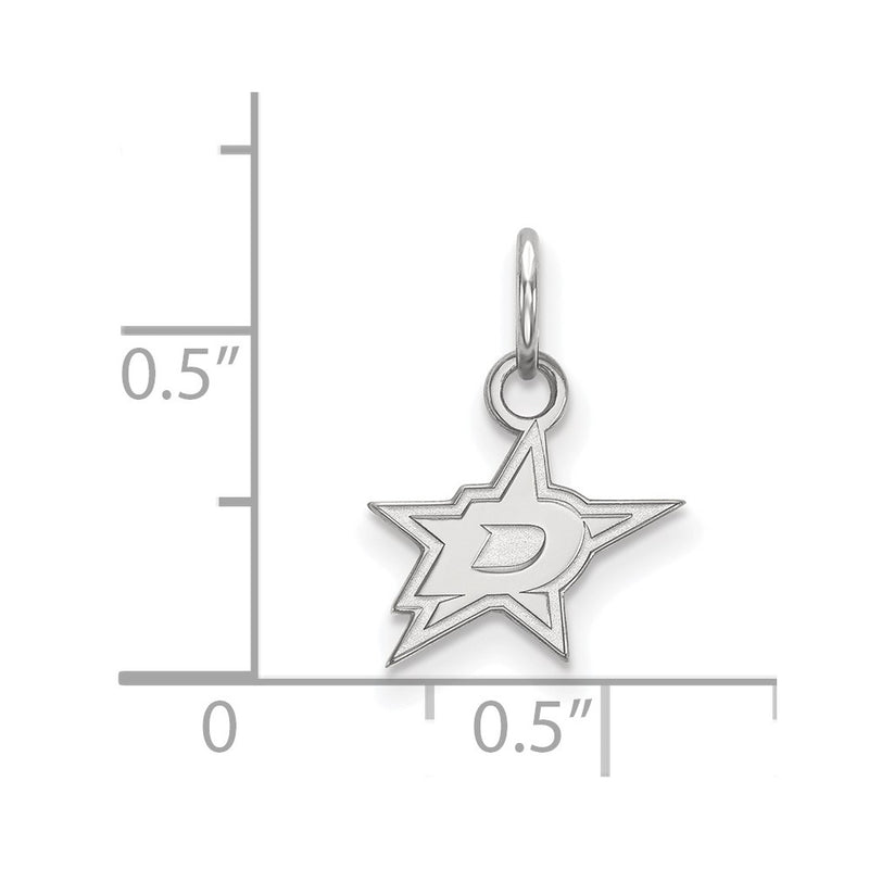Sterling Silver Rhodium Plated Nhl Logoart Dallas Stars Extra Small Pendant
