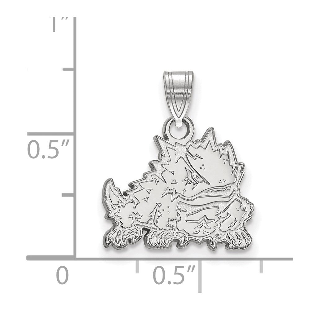14K White Gold Logoart Texas Christian University Horned Frog Small Pendant