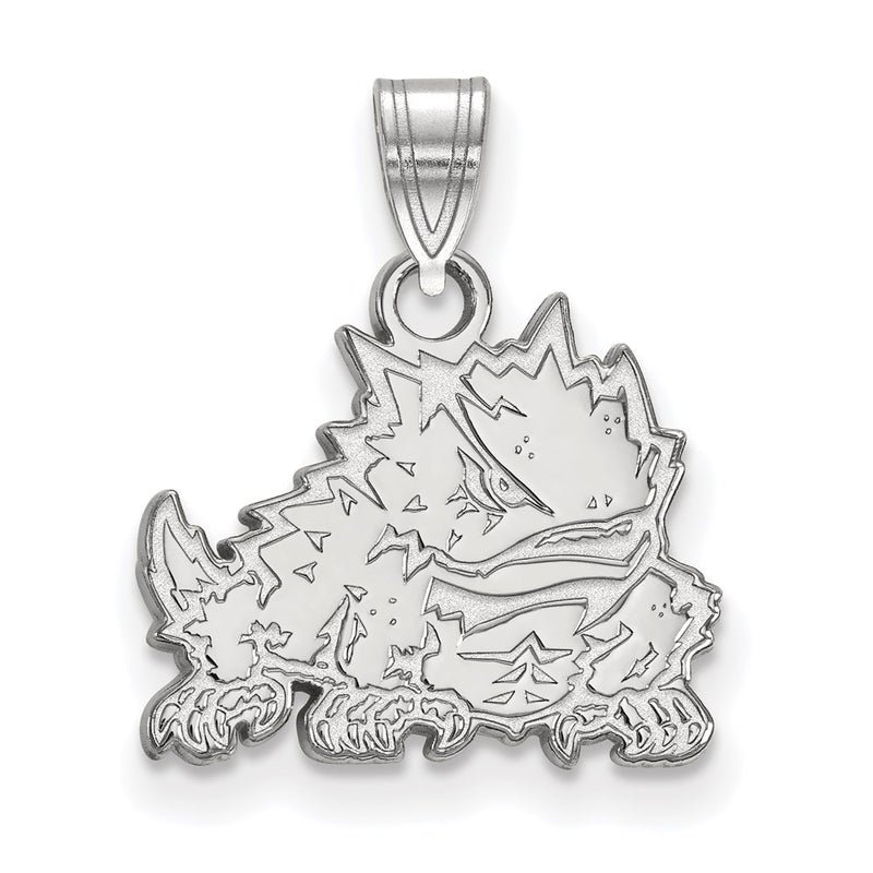 Sterling Silver Rhodium Plated Logoart Texas Christian University Horned Frog Small Pendant