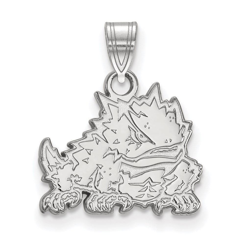 14K White Gold Logoart Texas Christian University Horned Frog Small Pendant