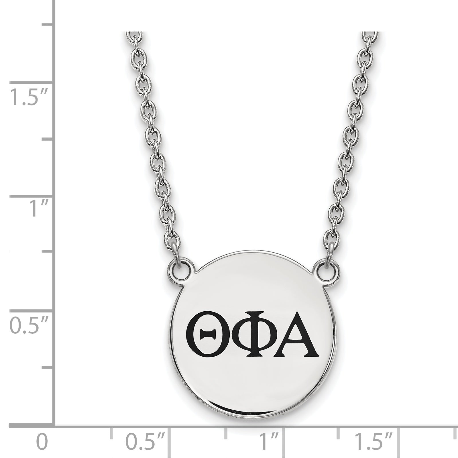Sterling Silver Rhodium Plated Logoart Theta Phi Alpha Sorority Greek Letters Large Black Enamel Pendant 18 Inch Necklace