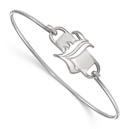 Sterling Silver Rhodium Plated Logoart University Of Louisville Letter L Small Center 7 Inch Wire Bangle