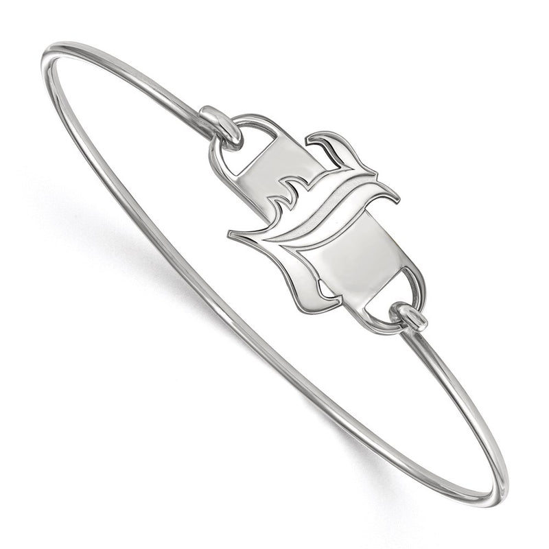 Sterling Silver Rhodium Plated Logoart University Of Louisville Letter L Small Center 7 Inch Wire Bangle