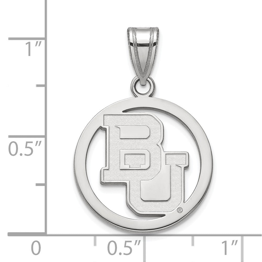 Sterling Silver Rhodium Plated Logoart Baylor University Bears Medium Circle Pendant
