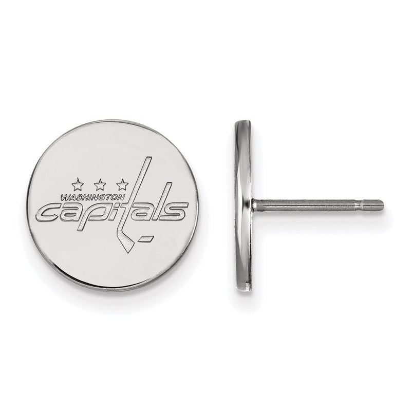 Sterling Silver Rhodium Plated Nhl Logoart Washington Capitals Small Disc Post Earrings