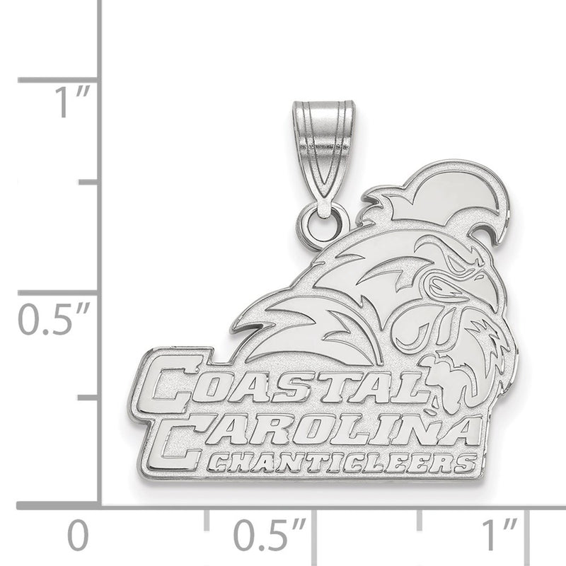 Sterling Silver Rhodium Plated Logoart Coastal Carolina University Chanticleers Large Pendant
