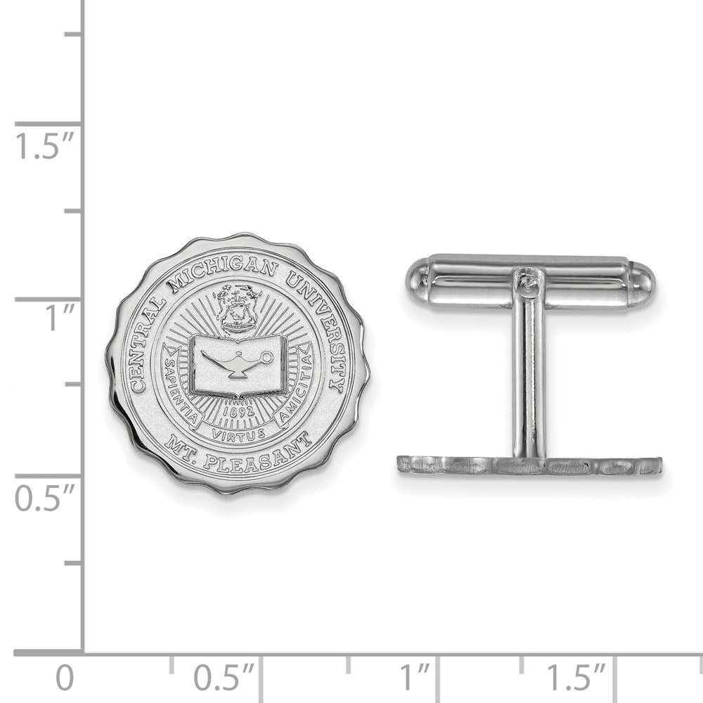 Sterling Silver Rhod-Pltd Logoart Central Michigan U. Crest Cuff Links