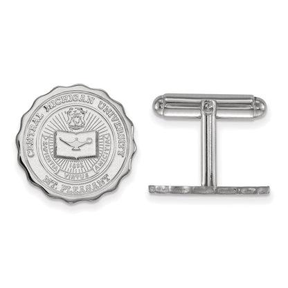 Sterling Silver Rhod-Pltd Logoart Central Michigan U. Crest Cuff Links