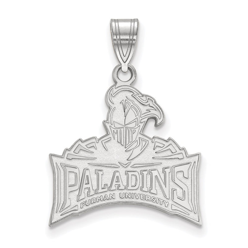 Sterling Silver Rhodium Plated Logoart Furman University Paladins Large Pendant