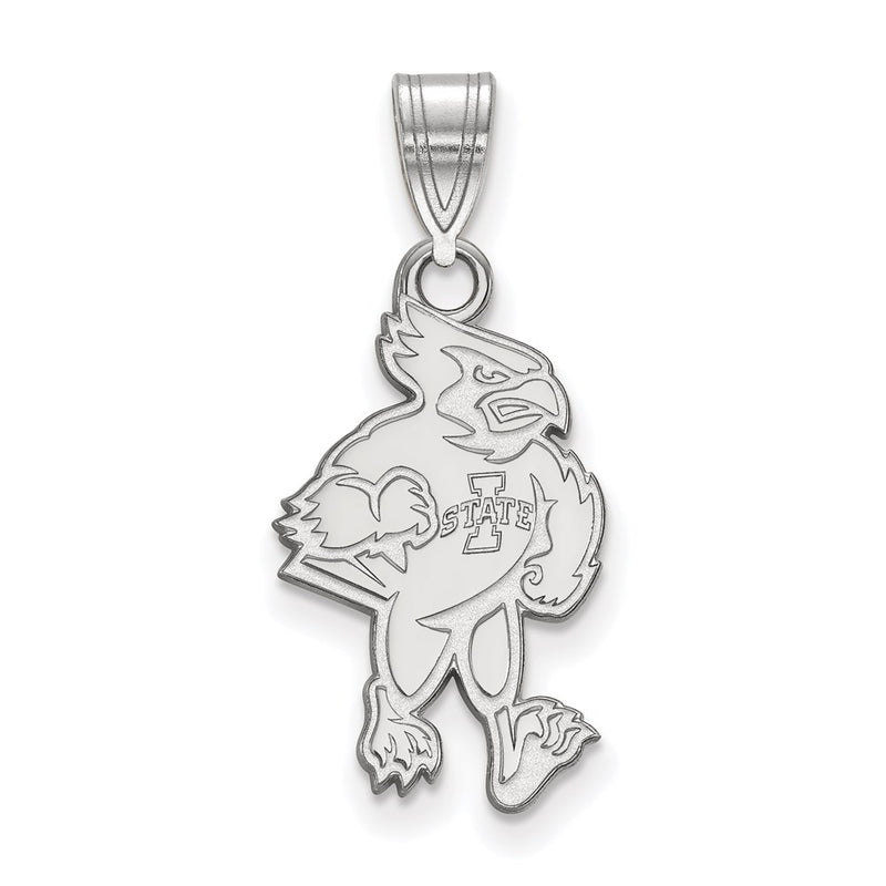 Sterling Silver Rhodium Plated Logoart Iowa State University Cardinal Large Pendant