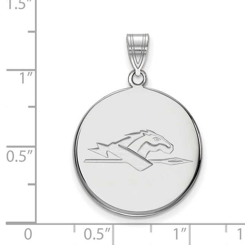 Sterling Silver Rhodium Plated Logoart Longwood University Horse Large Disc Pendant